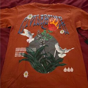 Civil Regime Orange Graphic Long Sleeve Tee